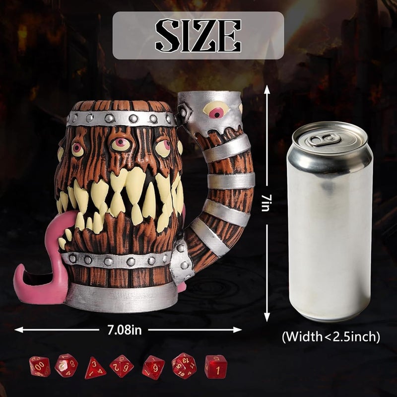 Luazuri Store Dice Tower Mug, Dice Rolling Tower, Comes with 7 PCS Dice Set, Suitable for DND Dungeons and Dragons, Tabletop Games, Available As Drink Holder, D&D Gifts, DND Accessories (Original Wood) - Image 3